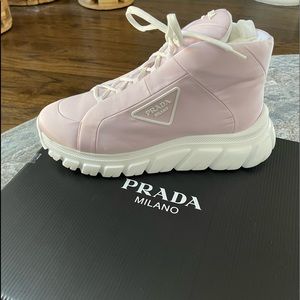 🌟SOLD🌟 NIB Prada Nylon Gabardine Alabastro (Pink) High Top Sneaker Sz 40